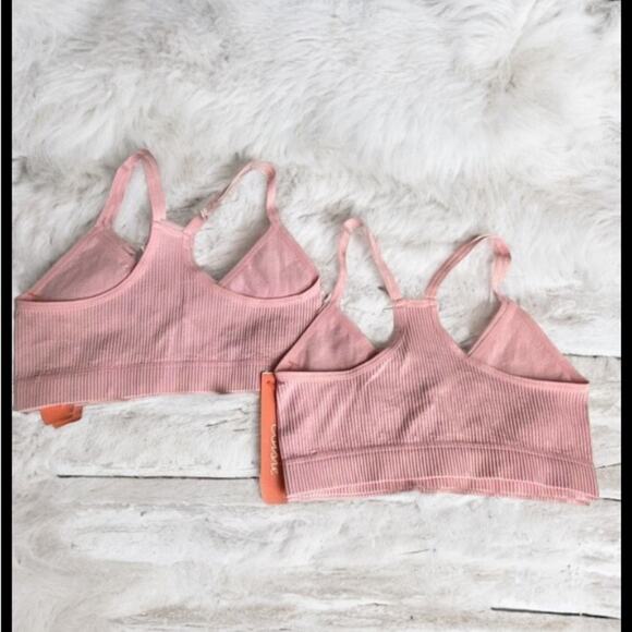 Set Of 2 Women Colsie Ribbed Cutout Bralette Pink Size XS NWT - Picture 4 of 8